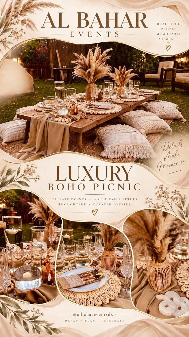 Luxury Boho Picnic Dubai by Al Bahar Events